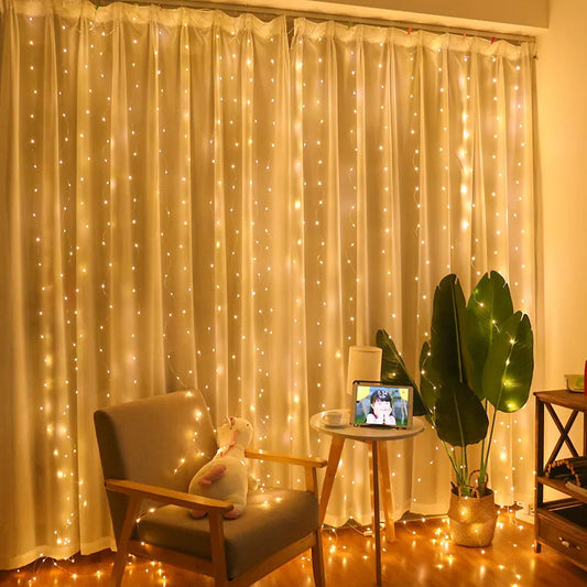 6x3M/3x3m Curtain Garland on The Window USB Power Fairy Lights with Remote New Year Garland Led Lights