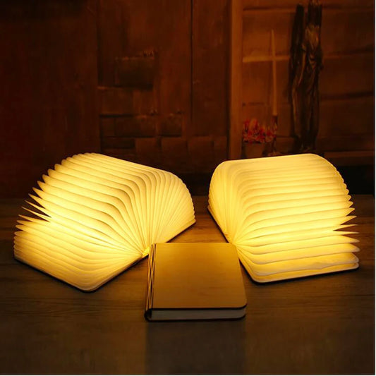 Foldable Book Light Creative Wooden Luminous Book LED  Night Lamp