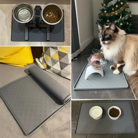 Dog and Cat Food bowl Mat Feeding Placemat Silicone Waterproof Pet Bowl